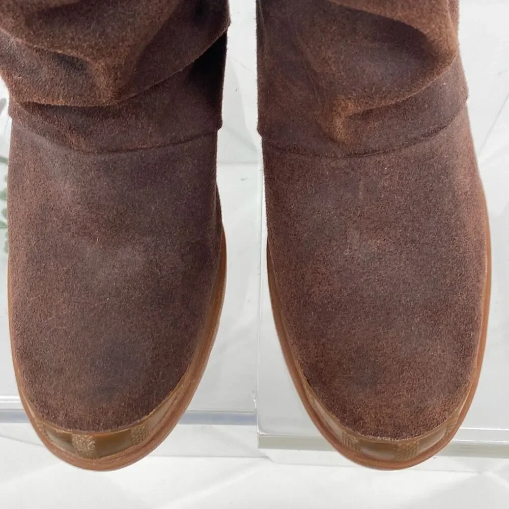 New Sorel‎ Toronto Mid Wedge Bootie Leather Brass Buckle -Brown size 9